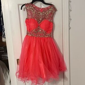 Alyce Paris Coral Beaded Prom Dress